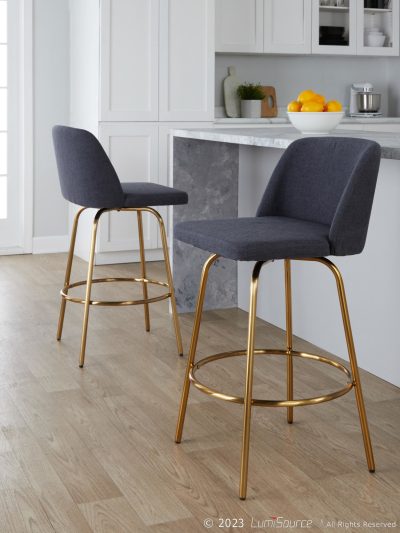 Toriano 26-Inch Contemporary Blue Swivel Counter Stools (Set of 2) (Set of 2)