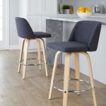 Toriano 26-Inch Contemporary Swivel Counter Stool in Natural Wood and Blue Fabric (Set of 2) (Set of 2) 14 Toriano 26-Inch Contemporary Swivel Counter Stool in Natural Wood and Blue Fabric (Set of 2) (Set of 2)