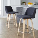 Toriano 26-Inch Contemporary Swivel Counter Stool in Natural Wood and Blue Fabric (Set of 2) (Set of 2) 15 Toriano 26-Inch Contemporary Swivel Counter Stool in Natural Wood and Blue Fabric (Set of 2) (Set of 2)