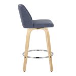 Toriano 26-Inch Contemporary Swivel Counter Stool in Natural Wood and Blue Fabric (Set of 2) (Set of 2) 18 Toriano 26-Inch Contemporary Swivel Counter Stool in Natural Wood and Blue Fabric (Set of 2) (Set of 2)