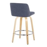 Toriano 26-Inch Contemporary Swivel Counter Stool in Natural Wood and Blue Fabric (Set of 2) (Set of 2) 19 Toriano 26-Inch Contemporary Swivel Counter Stool in Natural Wood and Blue Fabric (Set of 2) (Set of 2)