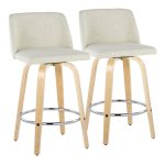 Toriano 26-Inch Contemporary Swivel Counter Stools Natural and Cream (Set of 2) 16 Toriano 26-Inch Contemporary Swivel Counter Stools Natural and Cream (Set of 2)