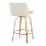 Toriano 26-Inch Contemporary Swivel Counter Stools Natural and Cream (Set of 2) 19 Toriano 26-Inch Contemporary Swivel Counter Stools Natural and Cream (Set of 2)