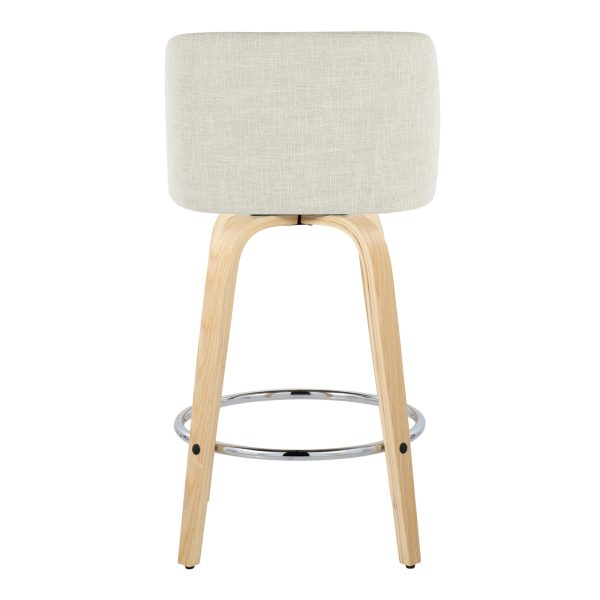 Toriano 26 Inch Contemporary Swivel Counter Stools Natural and Cream Set of 2 8