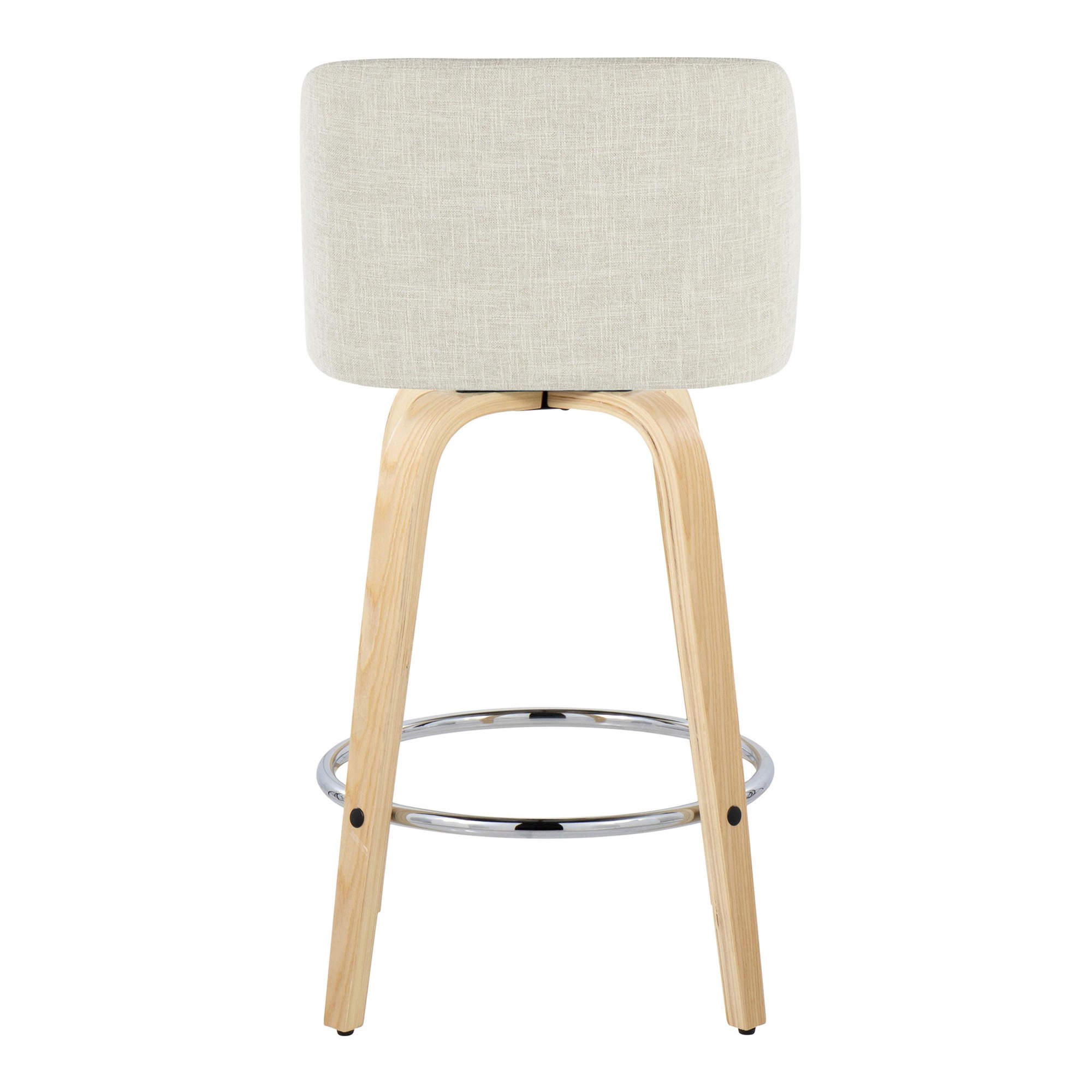 Toriano 26-Inch Contemporary Swivel Counter Stools Natural and Cream (Set of 2) 9 Toriano 26-Inch Contemporary Swivel Counter Stools Natural and Cream (Set of 2) - Image 9