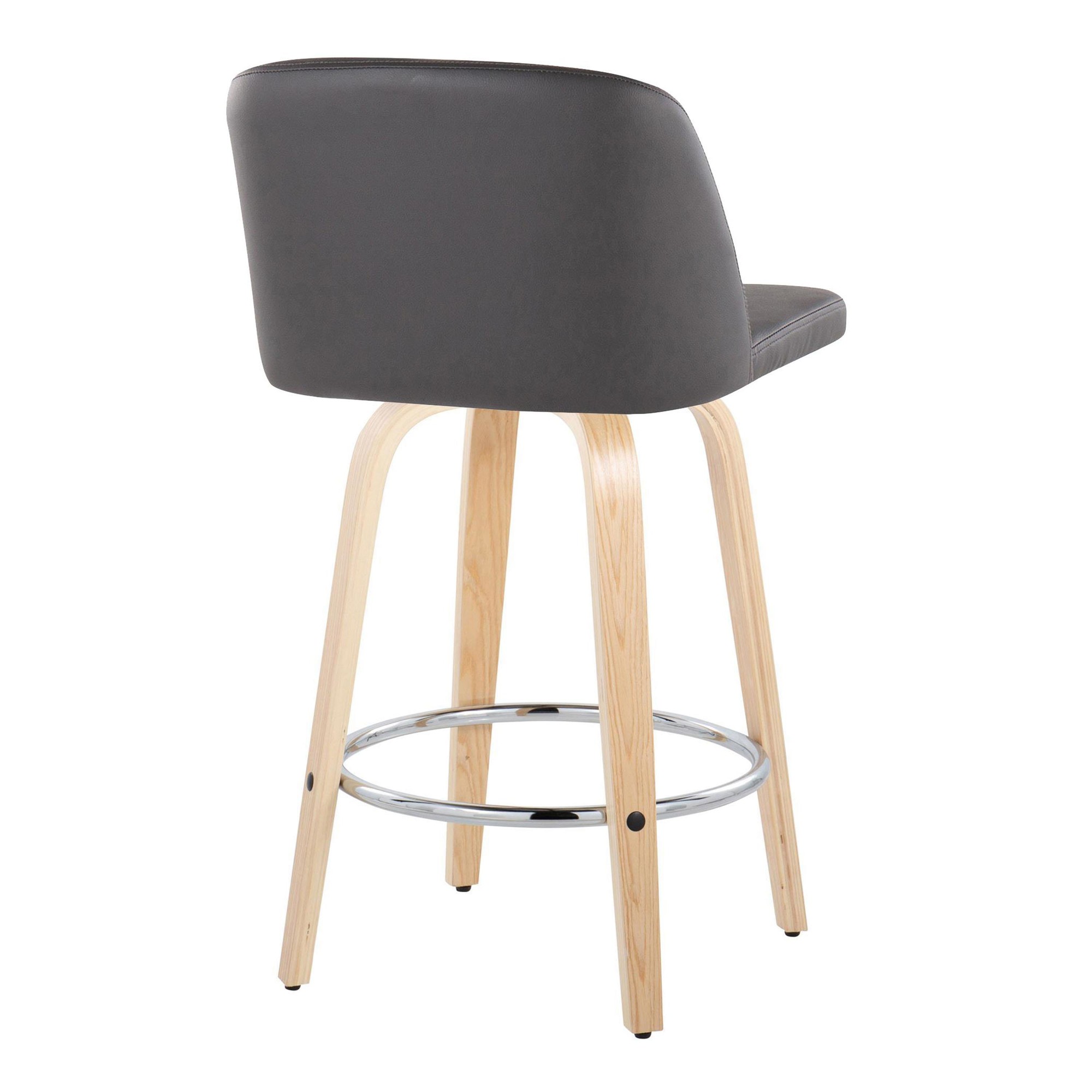 Toriano 26-Inch Contemporary Swivel Grey Faux Leather Counter Stools (Set of 2) 4 Toriano 26-Inch Contemporary Swivel Grey Faux Leather Counter Stools (Set of 2) - Image 4