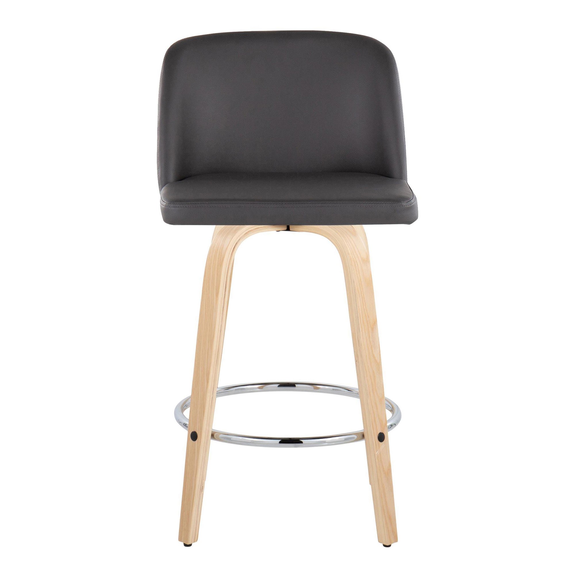 Toriano 26-Inch Contemporary Swivel Grey Faux Leather Counter Stools (Set of 2) 6 Toriano 26-Inch Contemporary Swivel Grey Faux Leather Counter Stools (Set of 2) - Image 6