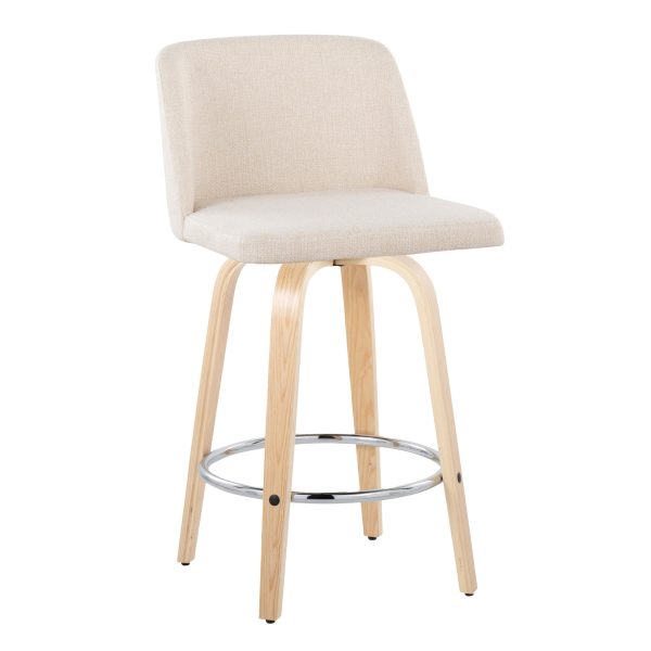 Toriano 26 Inch Cream Contemporary Swivel Counter Stools Set of 2 1