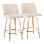 Toriano 26 Inch Cream Contemporary Swivel Counter Stools (Set of 2) 8 Toriano 26 Inch Cream Contemporary Swivel Counter Stools (Set of 2)