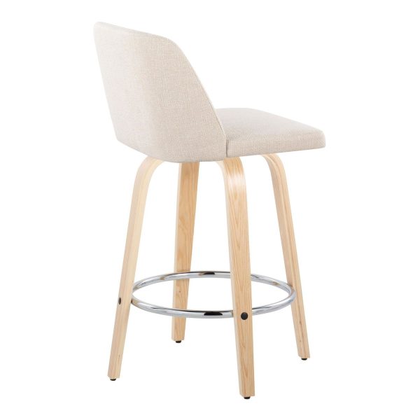 Toriano 26 Inch Cream Contemporary Swivel Counter Stools Set of 2 3