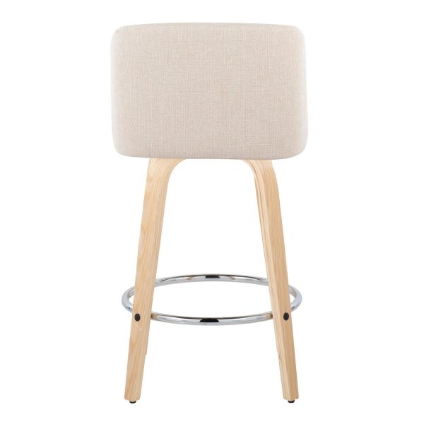 Toriano 26 Inch Cream Contemporary Swivel Counter Stools Set of 2 4
