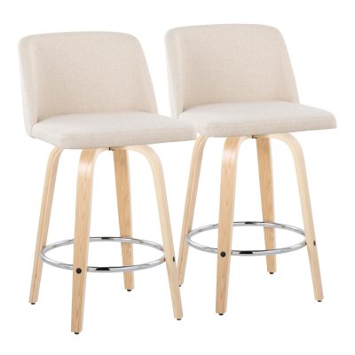 Toriano 26 Inch Cream Contemporary Swivel Counter Stools (Set of 2)