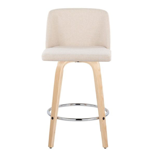 Toriano 26 Inch Cream Contemporary Swivel Counter Stools Set of 2 5