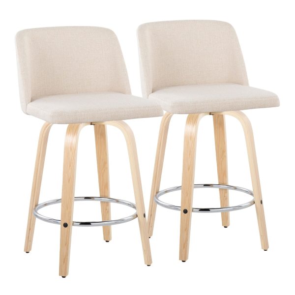 Toriano 26 Inch Cream Contemporary Swivel Counter Stools Set of 2
