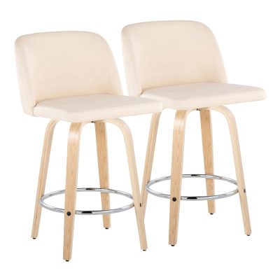 Toriano 26-Inch Cream Swivel Contemporary Counter Stools (Set of 2)