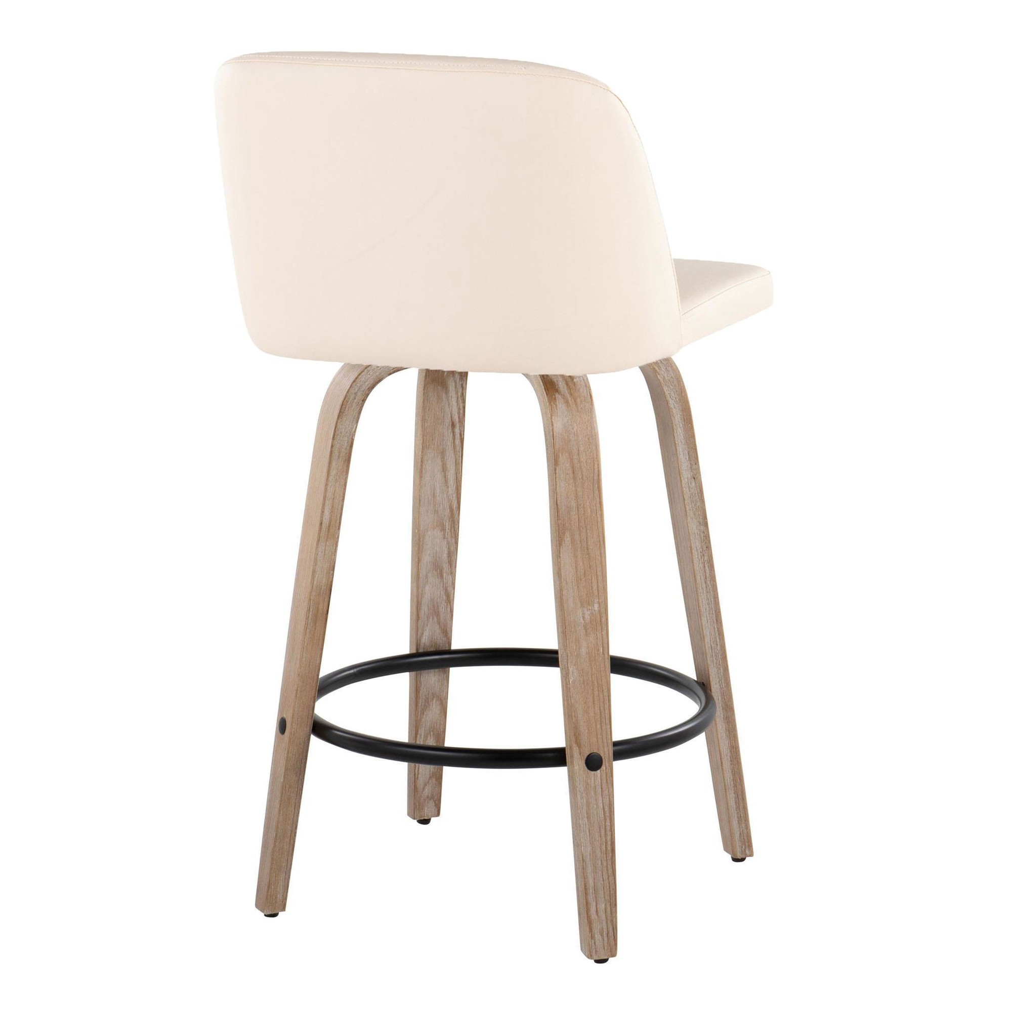 Toriano 26-Inch Cream Swivel Counter Stool Mid-Century Modern (Set of 2) 4 Toriano 26-Inch Cream Swivel Counter Stool Mid-Century Modern (Set of 2) - Image 4