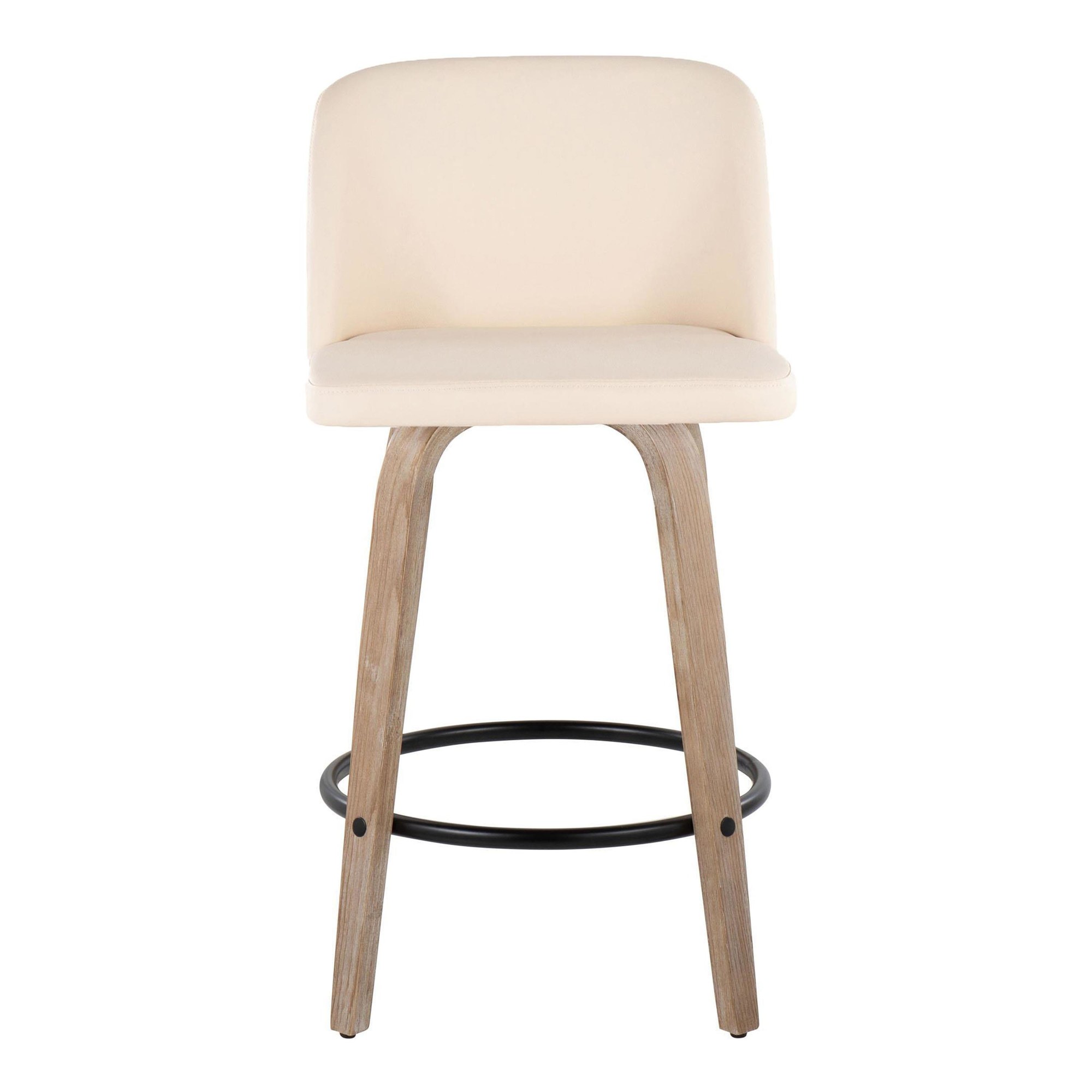 Toriano 26-Inch Cream Swivel Counter Stool Mid-Century Modern (Set of 2) 6 Toriano 26-Inch Cream Swivel Counter Stool Mid-Century Modern (Set of 2) - Image 6