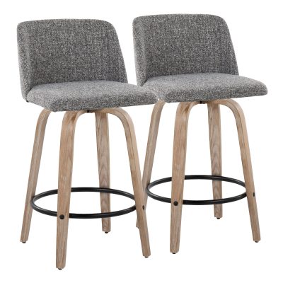 Toriano 26-Inch Grey Contemporary Swivel Counter Stools (Set of 2)