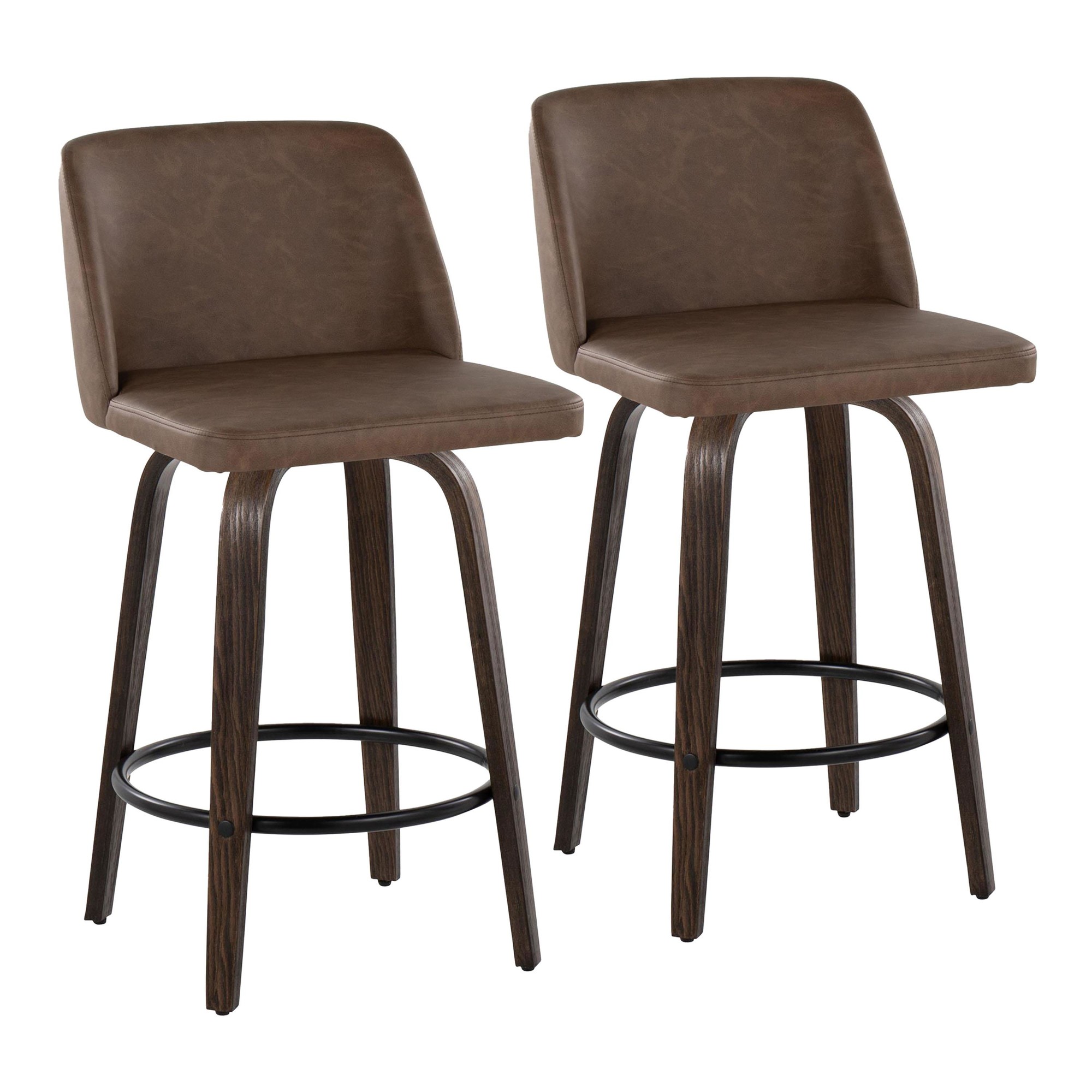 Toriano 26-Inch Mid-Century Modern Swivel Counter Stool (Set of 2) 3 Toriano 26-Inch Mid-Century Modern Swivel Counter Stool (Set of 2) - Image 3
