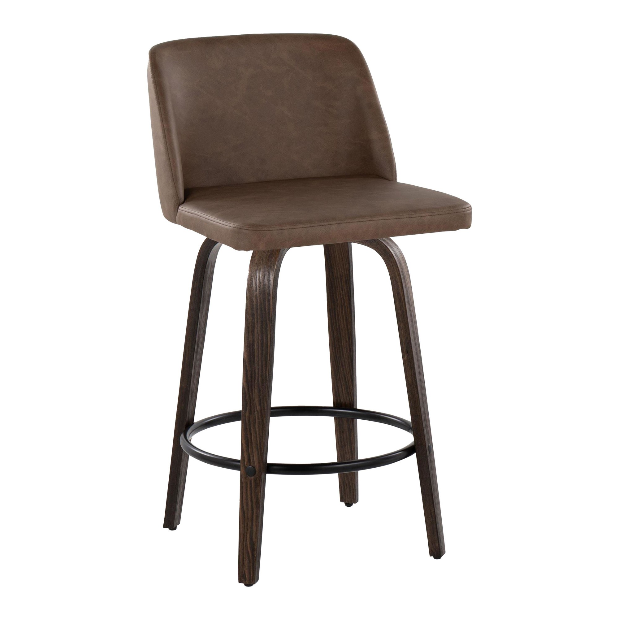 Toriano 26-Inch Mid-Century Modern Swivel Counter Stool (Set of 2) 4 Toriano 26-Inch Mid-Century Modern Swivel Counter Stool (Set of 2) - Image 4