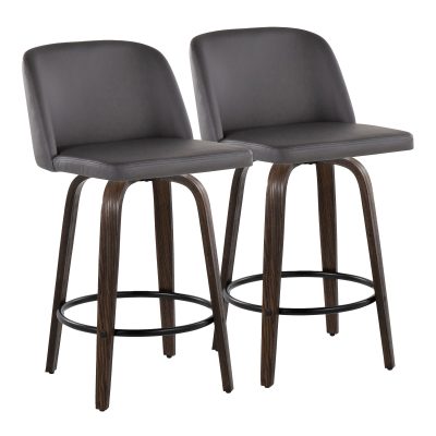 Toriano 26-Inch Mid-Century Modern Swivel Counter Stools (Set of 2) (Set of 2)
