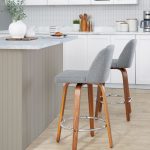 Toriano 26-Inch Mid-Century Modern Walnut Grey Swivel Counter Stools (Set of 2) 12 Toriano 26-Inch Mid-Century Modern Walnut Grey Swivel Counter Stools (Set of 2)