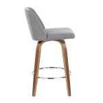 Toriano 26-Inch Mid-Century Modern Walnut Grey Swivel Counter Stools (Set of 2) 15 Toriano 26-Inch Mid-Century Modern Walnut Grey Swivel Counter Stools (Set of 2)