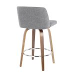Toriano 26-Inch Mid-Century Modern Walnut Grey Swivel Counter Stools (Set of 2) 16 Toriano 26-Inch Mid-Century Modern Walnut Grey Swivel Counter Stools (Set of 2)