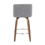 Toriano 26-Inch Mid-Century Modern Walnut Grey Swivel Counter Stools (Set of 2) 17 Toriano 26-Inch Mid-Century Modern Walnut Grey Swivel Counter Stools (Set of 2)