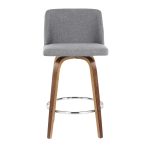 Toriano 26-Inch Mid-Century Modern Walnut Grey Swivel Counter Stools (Set of 2) 18 Toriano 26-Inch Mid-Century Modern Walnut Grey Swivel Counter Stools (Set of 2)
