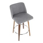 Toriano 26-Inch Mid-Century Modern Walnut Grey Swivel Counter Stools (Set of 2) 19 Toriano 26-Inch Mid-Century Modern Walnut Grey Swivel Counter Stools (Set of 2)