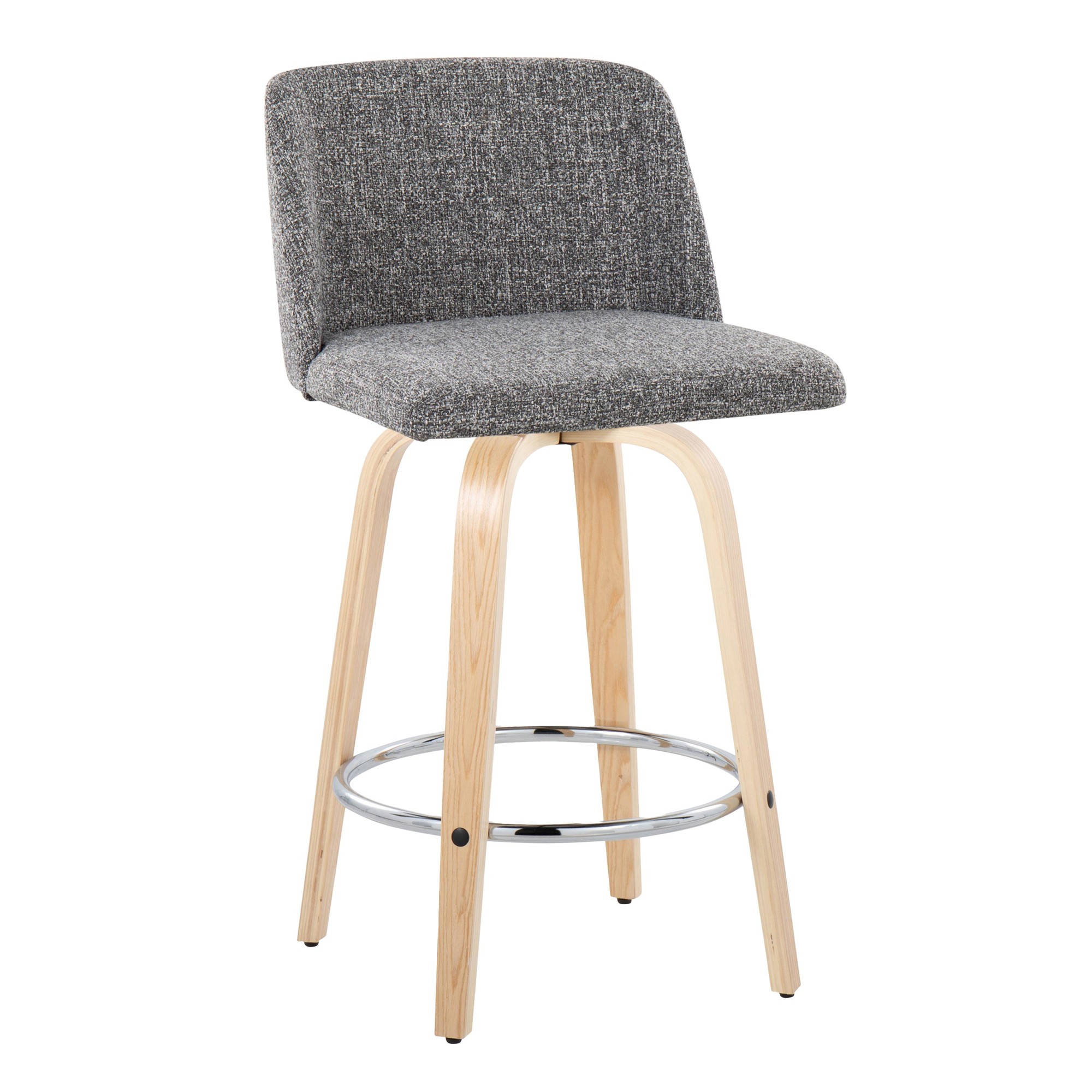 Toriano 26-Inch Natural Wood Contemporary Swivel Counter Stools (Set of 2) 2 Toriano 26-Inch Natural Wood Contemporary Swivel Counter Stools (Set of 2) - Image 2