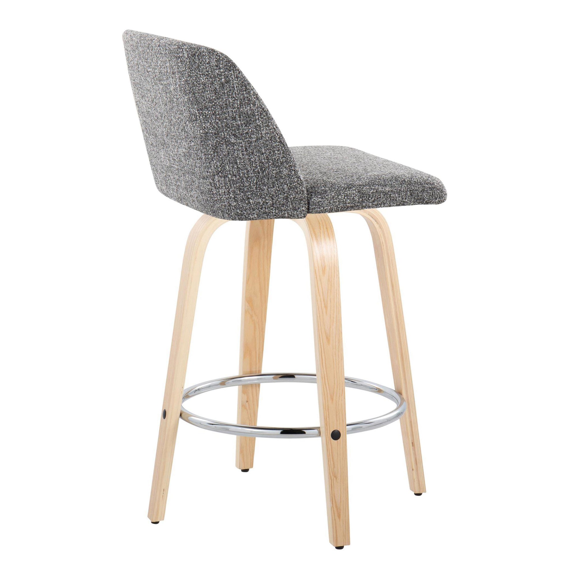 Toriano 26-Inch Natural Wood Contemporary Swivel Counter Stools (Set of 2) 4 Toriano 26-Inch Natural Wood Contemporary Swivel Counter Stools (Set of 2) - Image 4