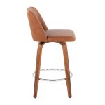 Toriano 26-Inch Walnut Mid-Century Modern Swivel Counter Stool (Set of 2)