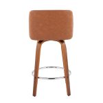 Toriano 26-Inch Walnut Mid-Century Modern Swivel Counter Stool (Set of 2)