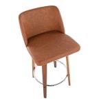 Toriano 26-Inch Walnut Mid-Century Modern Swivel Counter Stool (Set of 2)