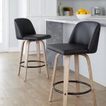 Toriano 26-Inch Whitewashed Wood Black Faux Leather Contemporary Stools (Set of 2) 15 Toriano 26-Inch Whitewashed Wood Black Faux Leather Contemporary Stools (Set of 2)