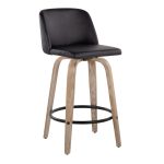 Toriano 26-Inch Whitewashed Wood Black Faux Leather Contemporary Stools (Set of 2) 19 Toriano 26-Inch Whitewashed Wood Black Faux Leather Contemporary Stools (Set of 2)