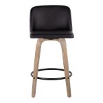 Toriano 26-Inch Whitewashed Wood Black Faux Leather Contemporary Stools (Set of 2) 23 Toriano 26-Inch Whitewashed Wood Black Faux Leather Contemporary Stools (Set of 2)