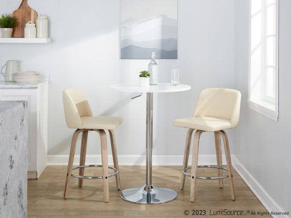 Toriano 26 Inch Whitewashed Wood Contemporary Swivel Counter Stool Set of 2 3