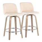 Toriano 26-Inch Whitewashed Wood Contemporary Swivel Counter Stool (Set of 2) 16 Toriano 26-Inch Whitewashed Wood Contemporary Swivel Counter Stool (Set of 2)