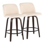 Toriano 26 Mid-Century Modern Cream Faux Leather Swivel Stools (Set of 2) 8 Toriano 26 Mid-Century Modern Cream Faux Leather Swivel Stools (Set of 2)