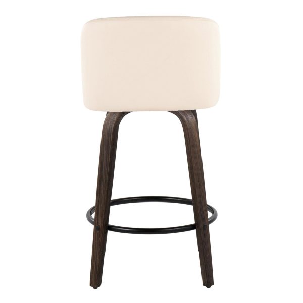Toriano 26 Mid Century Modern Cream Faux Leather Swivel Stools Set of 2 4