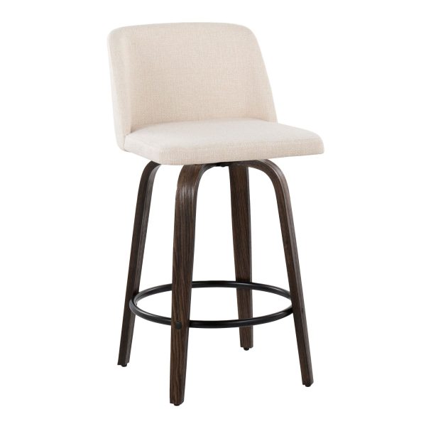 Toriano 26 Mid Century Modern Cream Swivel Counter Stools Set of 2 1