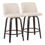 Toriano 26 Mid-Century Modern Cream Swivel Counter Stools (Set of 2) 8 Toriano 26 Mid-Century Modern Cream Swivel Counter Stools (Set of 2)