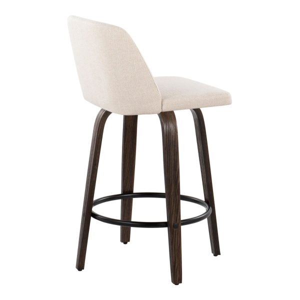 Toriano 26 Mid Century Modern Cream Swivel Counter Stools Set of 2 3