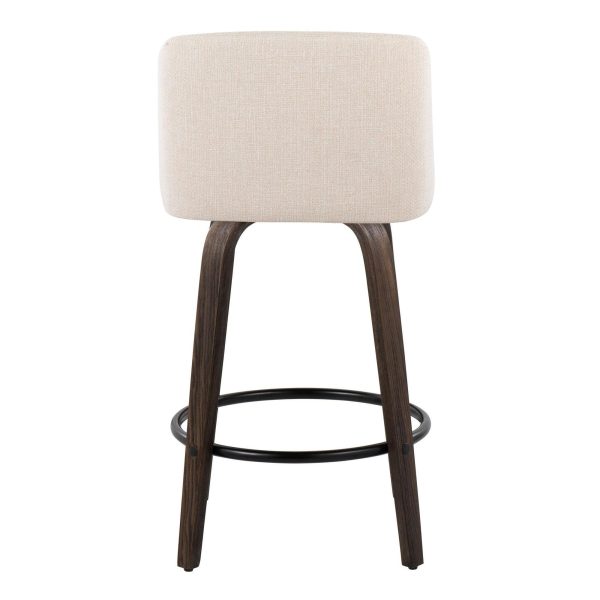 Toriano 26 Mid Century Modern Cream Swivel Counter Stools Set of 2 4