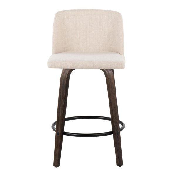 Toriano 26 Mid Century Modern Cream Swivel Counter Stools Set of 2 5