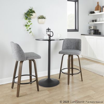 Toriano 26 Mid-Century Modern Grey Swivel Counter Stools (Set of 2)