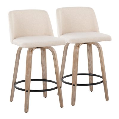 Toriano 26" Mid-Century Modern Swivel Counter Stools (Set of 2) (Set of 2)